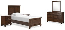 Load image into Gallery viewer, Danabrin Twin Panel Bed with Mirrored Dresser and 2 Nightstands
