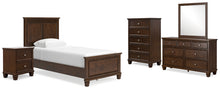 Load image into Gallery viewer, Danabrin Twin Panel Bed with Mirrored Dresser, Chest and Nightstand
