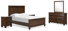 Load image into Gallery viewer, Danabrin Full Panel Bed with Mirrored Dresser and 2 Nightstands
