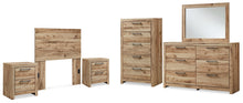 Load image into Gallery viewer, Hyanna Twin Panel Headboard with Mirrored Dresser, Chest and 2 Nightstands
