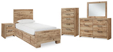 Load image into Gallery viewer, Hyanna Twin Panel Bed with Storage with Mirrored Dresser, Chest and Nightstand
