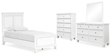 Load image into Gallery viewer, Fortman Twin Panel Bed with Mirrored Dresser and Chest
