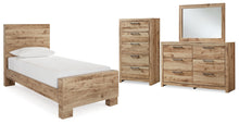 Load image into Gallery viewer, Hyanna Twin Panel Bed with Mirrored Dresser and Chest
