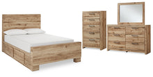 Load image into Gallery viewer, Hyanna Full Panel Bed with Storage with Mirrored Dresser and Chest
